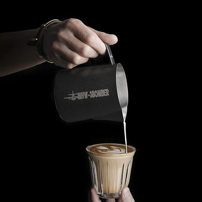MHW-3BOMBER Espresso Steaming Pitcher Milk Frothing Pitcher Stainless Steel Milk Coffee Cappuccino Latte Art Barista Cup (5.0 Matte Black, 13.5oz/400ml)