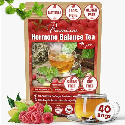 TOG999 Red Raspberry Leaves Tea Bags with Spearmint Flavor for Hormone Balance Natural Menstrual Cycle Support, 40 Count, Natural Material Tea Bags, No Sugar, No Caffeine, Vegan