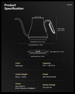 Load image into Gallery viewer, Cocinare FLOW B9 Gooseneck Electric Kettle, Precise Temperature Control for Pour-Over Coffee &amp; Tea Brewing, Stainless Steel Interior, Rapid Heating for Boiling Water 0.9L (Rainforest)