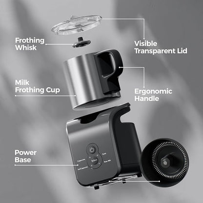 4-in-1 Milk Frother - Electric Steamer, Automatic Warm & Cold Cappuccino Foam Maker, 12.5oz Milk Warmer for Latte, Macchiato, Stainless Steel