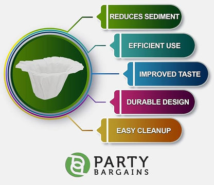 Party Bargains 600 Paper Coffee Filters - Compact Design Single-Use Coffee Filter Compact Design, for for Keurig Brewers and Compatible with K-Cup Pods 1.0 & 2.0 Models