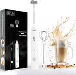 Load image into Gallery viewer, Delm Milk Frother Electric USB Stainless Steel Accessory - Frother Wand Foam Maker for Lattes - Milk Frother Handheld for Cappuccino, Frappe, Matcha, Hot Chocolate - Frother for Coffee (white)