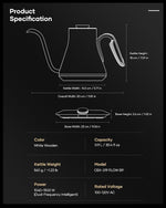 Load image into Gallery viewer, Cocinare FLOW B9 Gooseneck Electric Kettle, Precise Temperature Control for Pour-Over Coffee &amp; Tea Brewing, Stainless Steel Interior, Rapid Heating for Boiling Water 1500W/0.9L (Morandi White)