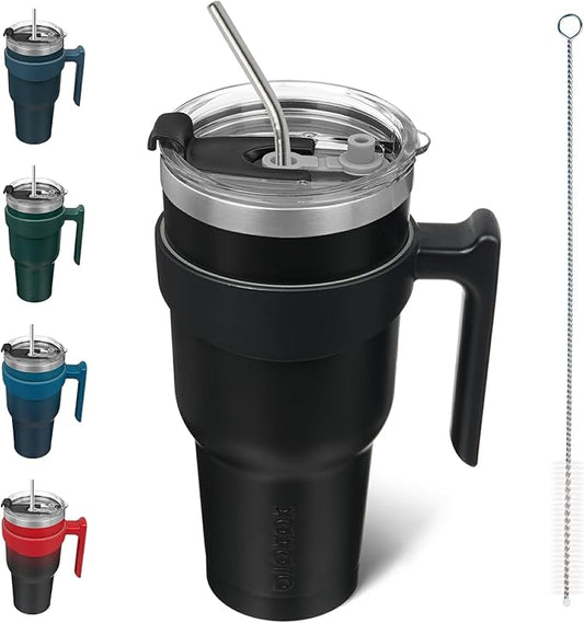 BJPKPK 40 oz Tumbler With Handle And Straw Stainless Steel Travel Mug Insulated Tumbler Cups With Lids,Black