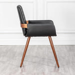 Load image into Gallery viewer, LUNLING Mid Century Modern Faux Leather Dining Chairs Set of 4,Black,Upholstered Seat,Metal Legs,Adjustable Foot for Kitchen Dining Room Desk Chairs