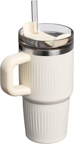 Load image into Gallery viewer, STANLEY Quencher H2.0 Tumbler with Handle and Straw 20 oz | Flowstate 3-Position Lid | Cup Holder Compatible for Travel | Insulated Stainless Steel Cup | BPA-Free | Fluted Cream Gloss