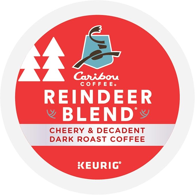 Caribou Coffee Reindeer Blend, Single-Serve Keurig K-Cup Pods, Dark Roast Coffee Pods, 88 Count