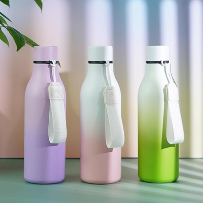 BJPKPK Insulated Water Bottles, 18 oz Stainless Steel Metal Water Bottle with Strap, BPA Free Leak Proof Jugs, Mugs, Flasks, Reusable Thermal Flasks for Sports & Travel, Graceful Pink