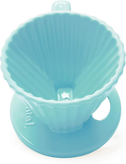 Chantal "Lotus" ceramic pour over coffee dripper, 8 ounces, Aqua