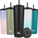 Load image into Gallery viewer, 30 OZ Insulated Tumbler with Lid and 2 Straws Stainless Steel Water Bottle Vacuum Travel Mug Coffee Cup,Black