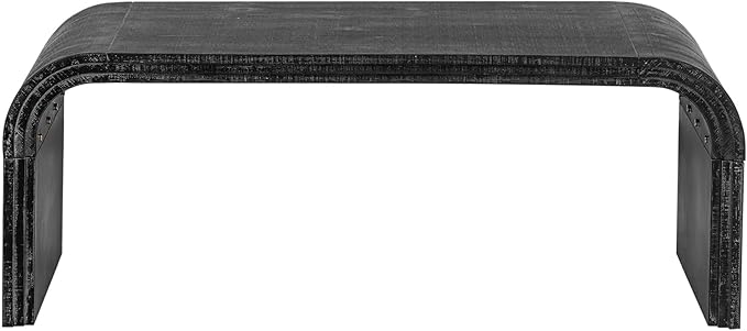 Bellemave Modern Coffee Table with Curved Art Deco Design Center Sofa Table Minimalist Cocktail Wooden Table for Living Room, Antique Black