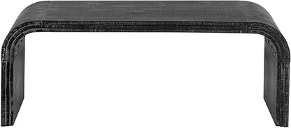 Bellemave Modern Coffee Table with Curved Art Deco Design Center Sofa Table Minimalist Cocktail Wooden Table for Living Room, Antique Black