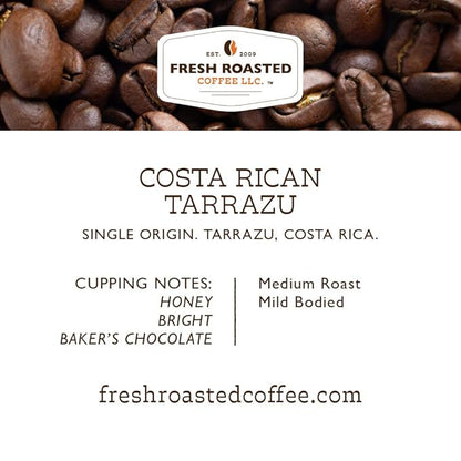 Fresh Roasted Coffee, Costa Rican Tarrazu, 12 oz, Medium Roast, Kosher, Whole Bean