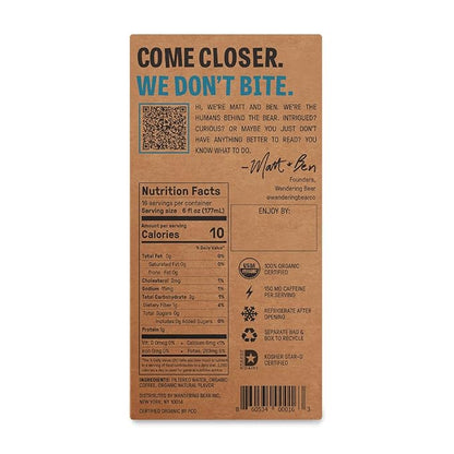 Wandering Bear Organic Vanilla Cold Brew Coffee On Tap, 96 fl oz - Extra Strong, Bold, Smooth, Unsweetened, Shelf-Stable, Ready to Drink, Gluten Free, & Vegan, Iced Cold Brewed Coffee Drinks