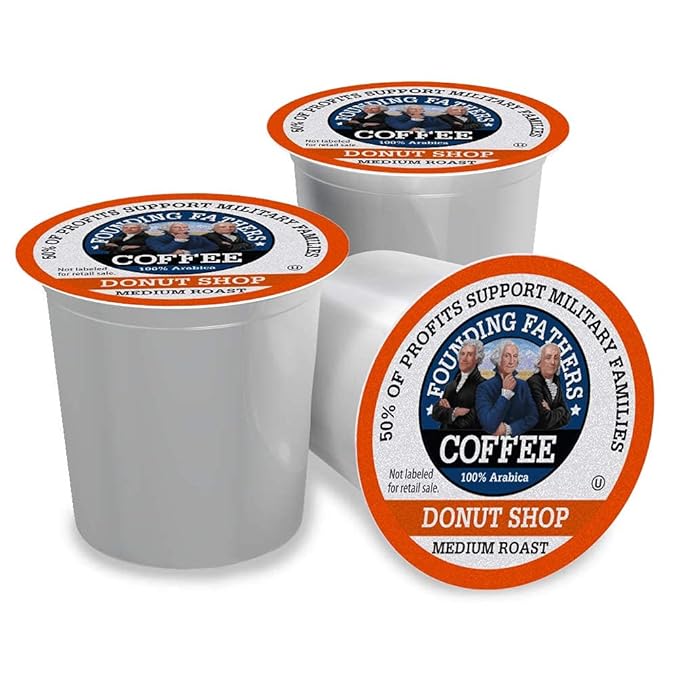 Founding Fathers Coffee Single Serve Pods for Keurig 2.0 K-Cup Brewers, Donut Shop, 80 Count