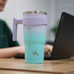 Load image into Gallery viewer, 40 oz Tumbler with Handle and 2 Straw 2 Lid, Insulated Water Bottle Stainless Steel Vacuum Cup Reusable Travel Mug, Lavender Green