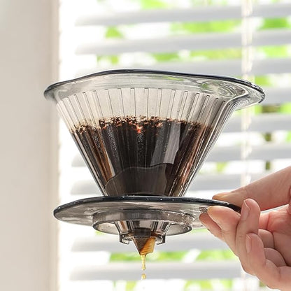 Bincoo Pour Over Coffee Dripper and Filters,Safe Tritan Plastic Coffee Dripper with 50pcs Filters Paper,Size 02 Dripper Coffee Maker Slow Brewing Coffee Pour Over for Cafe,Travel,Home(Gray)