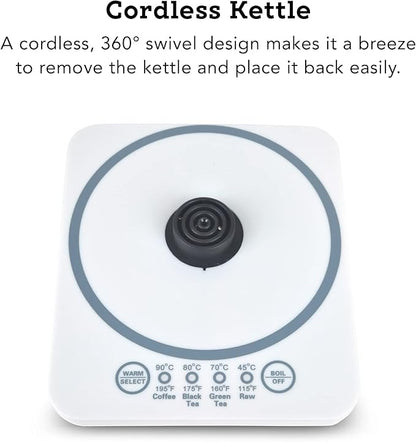 Tribest GKD-450 Hot Water Kettle, Electric Water Boiler & Water Warmer with Glass Tea Kettle, 110V, White