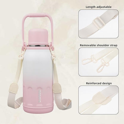 BJPKPK Insulated 40oz Thermal Water Bottle with Lid and Carry Handle Dishwasher Safe Stainless Steel Water Bottles,Pink Pearl