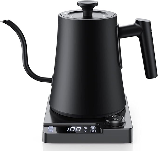 1.0L Electric Gooseneck Kettle, ±1℉ Temperature Control & Keep warm, for Pour Over Coffee and Tea, 304 Stainless Steel Inner and lid, Quick Heating Electric Kettles for Boiling Water