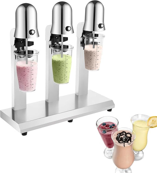 Electric Milkshake Maker Machine, 540W 2-Speed Triple Head Milk Shake Mixer Machine with 22oz Stainless Steel Mixing Cup, Commercial Milkshake Blender & Drink Mixer for Home or Business