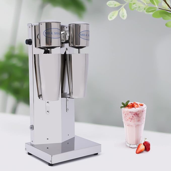 Electric Milkshake Maker Machine, 180W Double Head Milk Shake Mixer Machine with 28oz Stainless Steel Mixing Cup, Commercial Milkshake Blender & Drink Mixer for Home or Business