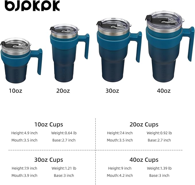 BJPKPK Tumbler With Handle And Straw 10 oz Stainless Steel Insulated Tumbler Cups With Lid For Water Or Ice Coffee,Indigo Black