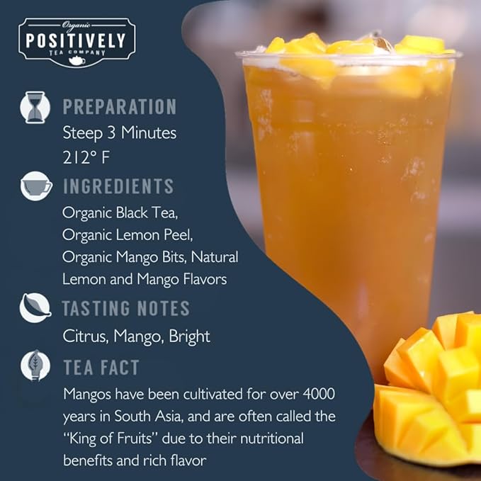 Organic Positively Tea Company, Mango Tango Black Tea, Loose Leaf, 16 Ounce