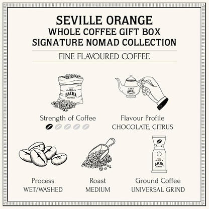 Bacha Coffee | Seville Orange Fine Flavoured Signature Nomad Collection, 100% Arabica Specialty Coffee, Whole Beans, Medium Roast, 250g