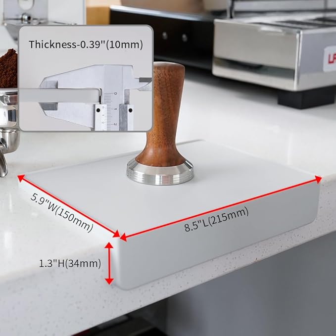 watchget Tamping Mat, Espresso Coffee Tamper Mat, Grey Silicone Food Grade Pad, Dustproof, Coffee Tamp Station, Espresso Accessory, Waterproof and Heat Resistant (8inX6in)