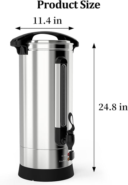 Coffee Urn 100 Cups, Stainless Steer Thermos for Hot Beverage,Hot Water Urn,Commercial Grade Hot Coffee Dispenser with Coffee Percolator, Silver