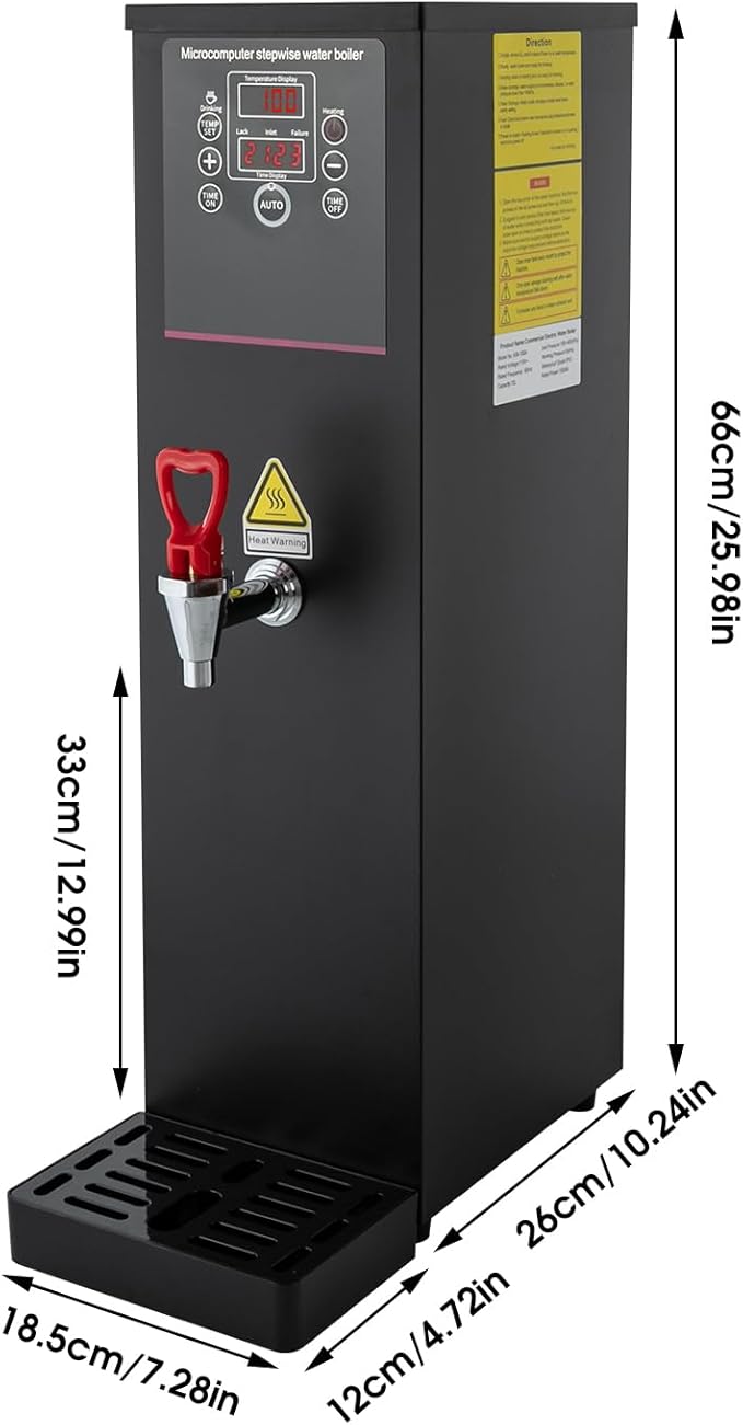 110V 2500W Commercial Milk Frother,Automatic Steam Boiling Water Machine with LED Display, 15L/3.96gal Boiling Water Frothing Machine Milk Foam Maker for Espresso Coffee