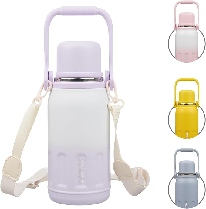 BJPKPK Insulated Water Bottle 27oz Stainless Steel Water Thermo with Handle and Cup Lid Travel Metal Thermal Flask,Purple Pearl