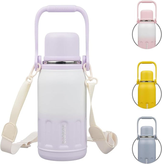 BJPKPK Insulated Water Bottle 27oz Stainless Steel Water Thermo with Handle and Cup Lid Travel Metal Thermal Flask,Purple Pearl