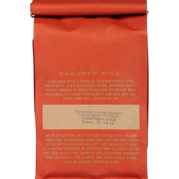 Stumptown Coffee Roasters, Medium Roast Organic Whole Bean Coffee - Hundred Mile, Flavor Notes of Jam and Toffee, 24 Ounces (2 Bags of 12 Ounces)
