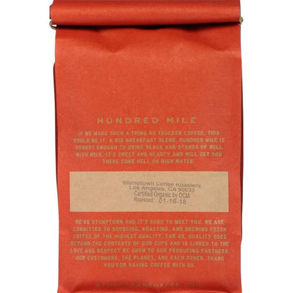 Stumptown Coffee Roasters, Medium Roast Organic Whole Bean Coffee - Hundred Mile, Flavor Notes of Jam and Toffee, 24 Ounces (2 Bags of 12 Ounces)