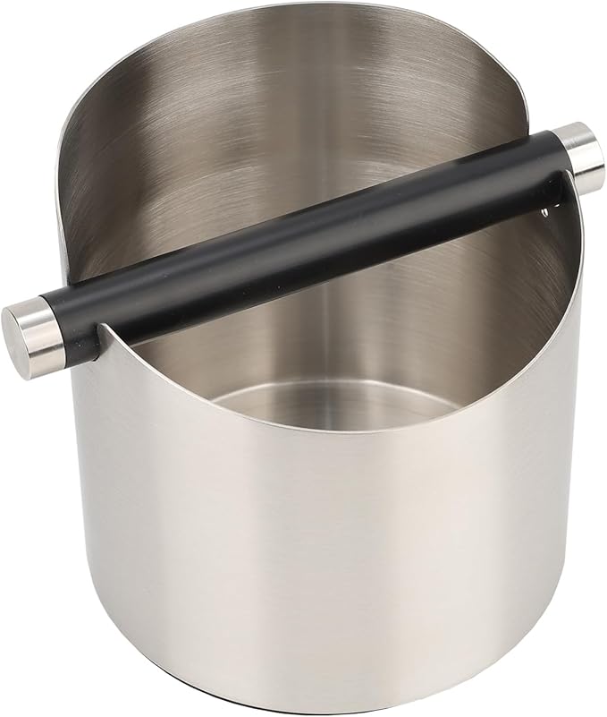 Italian Espresso Tapping Box, Stainless Steel Coffee Grinding Tapping Box, With Detachable Tapping Rod And Anti Slip Rubber Base (Silver)