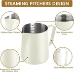 Load image into Gallery viewer, Frothing Milk Pitcher, 20 oz/600 ml Stainless Steel Frothing Milk Jug with Latte Art Pen,with Internal Measurements, for Cappuccino-White