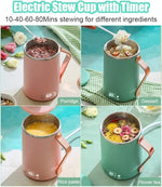 Load image into Gallery viewer, WOOLALA 110V Electric Kettle Stew Cup with Digital Screen, 450ML Small Slow Cooker Personal Health Cup - 7Mins Fast Boiling with Temperature Control, Timer for Home/Office/Travel