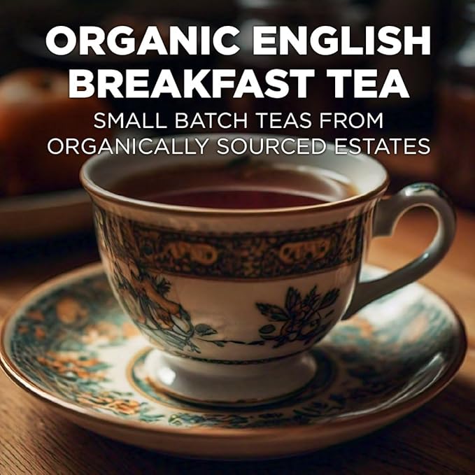 Maud's Organic English Breakfast Black Tea Pods, 48 ct, Recyclable Single Serve Pods – 100% Gourmet Blended Tea Leaves, Compatible with Keurig K Cups Maker