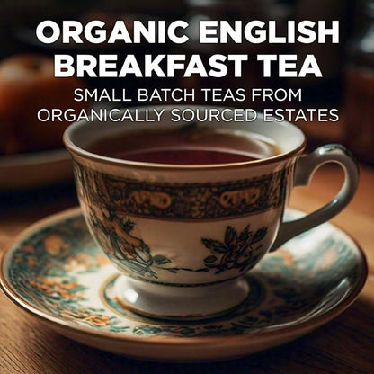 Maud's Organic English Breakfast Black Tea Pods, 48 ct, Recyclable Single Serve Pods – 100% Gourmet Blended Tea Leaves, Compatible with Keurig K Cups Maker