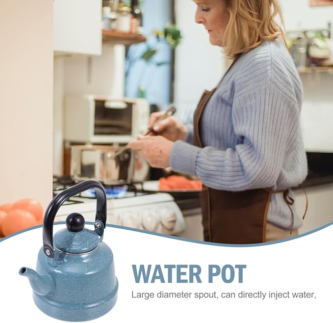 DOITOOL Enamel Tea Kettle Vintage Enamel Teapot 1.1 L Porcelain Tea Kettle Camping Coffee Kettle Stovetop Kettle Hot Water Boiler Pot for Hot Water, Tea Accessories