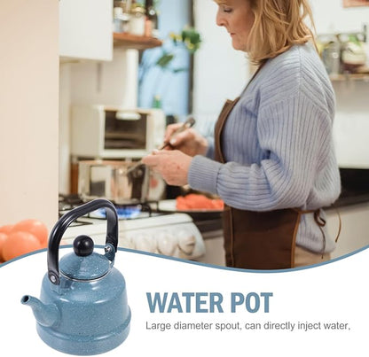 DOITOOL Enamel Tea Kettle Vintage Enamel Teapot 1.1 L Porcelain Tea Kettle Camping Coffee Kettle Stovetop Kettle Hot Water Boiler Pot for Hot Water, Tea Accessories