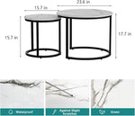Load image into Gallery viewer, Smuxee White Nesting Coffee Table Set of 2, 23.6" Round Coffee Table Wood Grain Top with Adjustable Non-Slip Feet, Industrial End Table Side Tables for Living Room Bedroom Balcony Yard