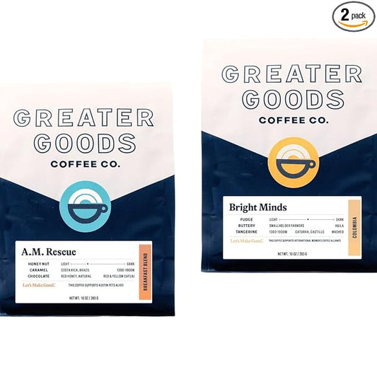Bean Box Sampler - Roasted by Greater Goods Co., 2-Pack, Whole Bean Coffee, Gourmet Coffee