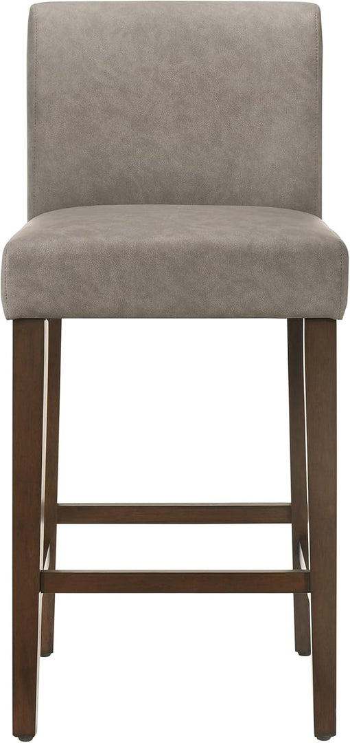 CHITA Counter Height Bar Stools Set of 3, 27" H Seat Height Upholstered Barstools, PU Leather in Stone Grey