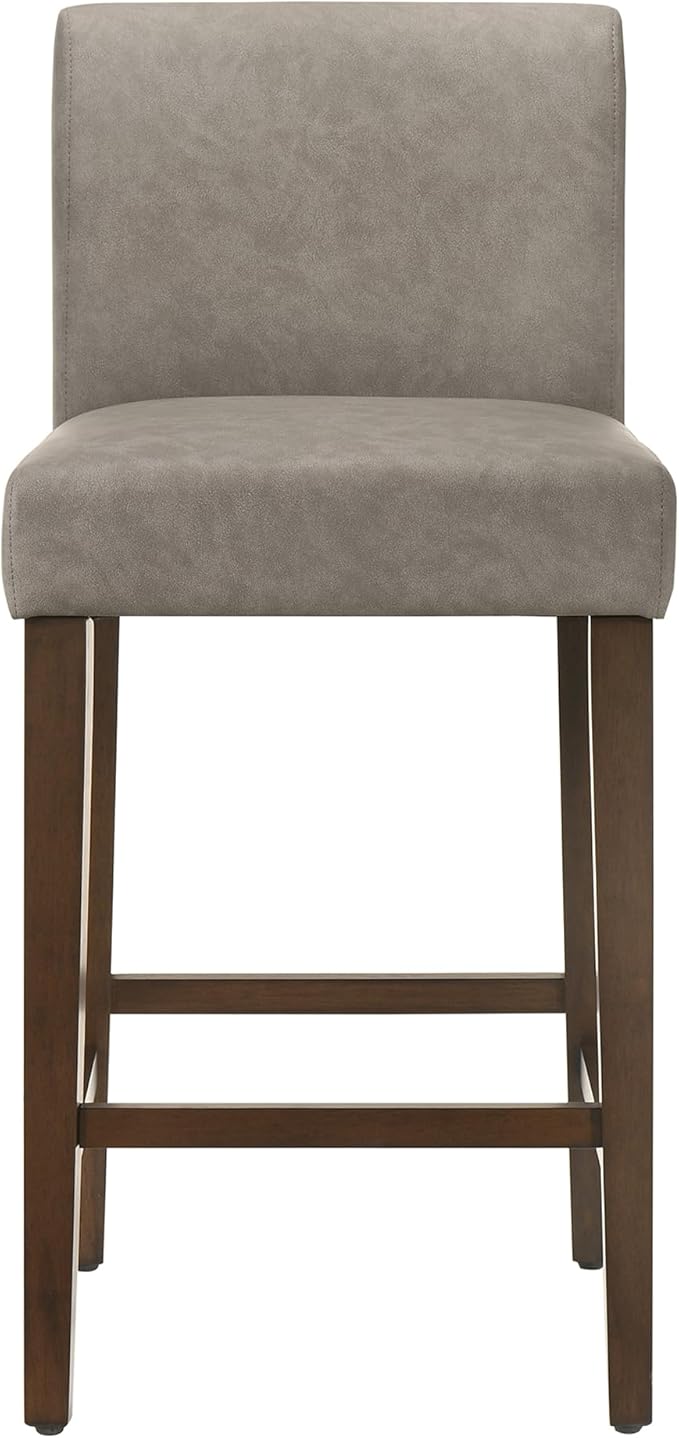 CHITA Counter Height Bar Stools Set of 2, 27" H Seat Height Upholstered Barstools, PU Leather in Stone Grey