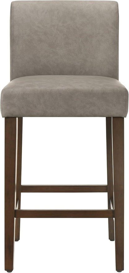 CHITA Counter Height Bar Stools Set of 2, 27" H Seat Height Upholstered Barstools, PU Leather in Stone Grey