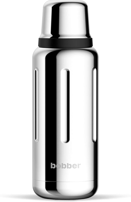 Bobber - 34 oz Vacuum Insulated Stainless Steel Water Bottle with Cup Lid - Dishwasher Safe - Keeps Drinks Hot for 48 Hours and Cold for 72 Hours - Triple Walled Thermo Flask (Glossy)