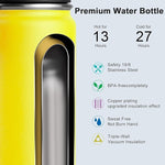 Load image into Gallery viewer, koodee Small Water Bottle for School-12 oz Stainless Steel Triple Wall Vacuum Insulated Wide Mouth Bottle with Leakproof Spout Lid (Yellow)